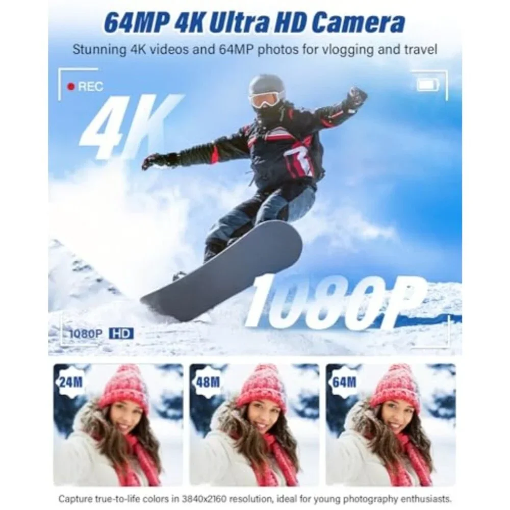 4K Digital Camera for Photography and Vlogging 64MP & 2.88